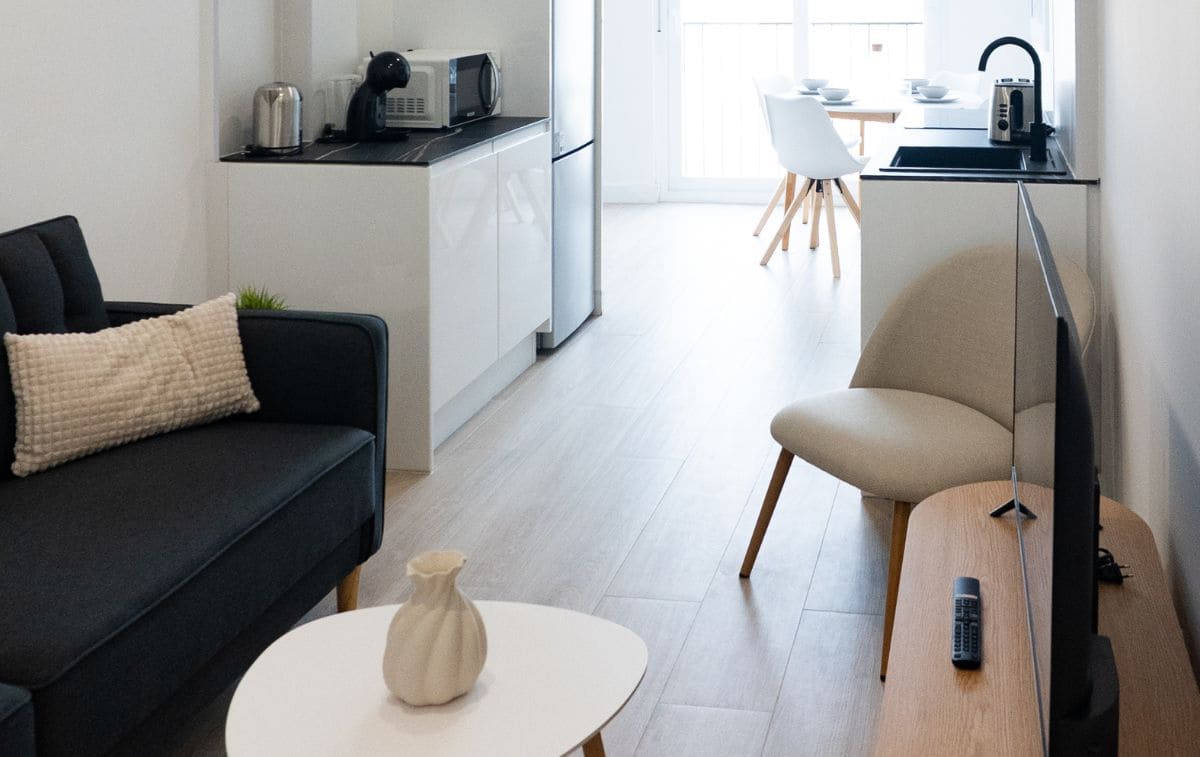 Living room and kitchen